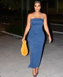 Gradient bra denim dress FF1280