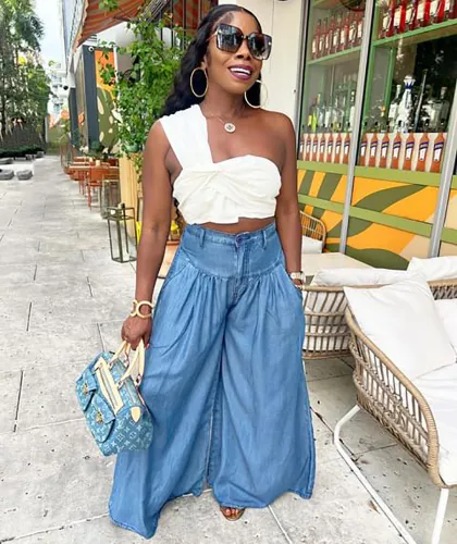 Straight tube wide leg women's high waisted pants