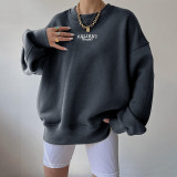 Loose knit printed pullover sweater