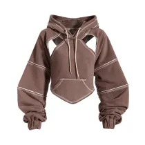 Contrast short hooded sweater