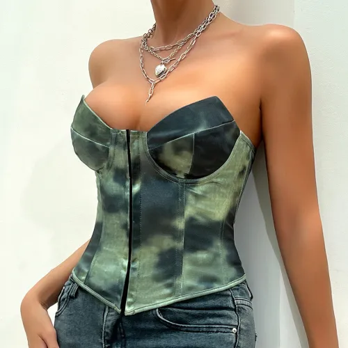Open back suspender strap steel ring fishbone vest