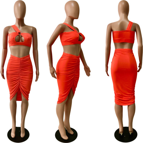 Unilateral strap two-piece dress