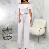 Sexy and fashionable one line collar bra style women's jumpsuit