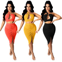 Unilateral strap two-piece dress