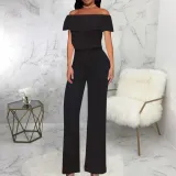 Sexy and fashionable one line collar bra style women's jumpsuit