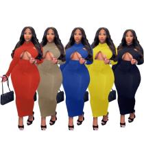 Large Women's Solid Color Dress