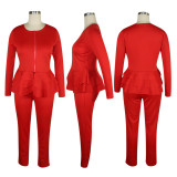 Long sleeved zippered top and pants set
