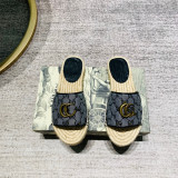 Grass embroidered letters flat bottomed women's shoes