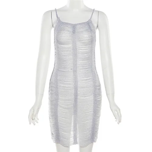Sexy Hollow Open Back Knit Strap Wrap Hip Dress