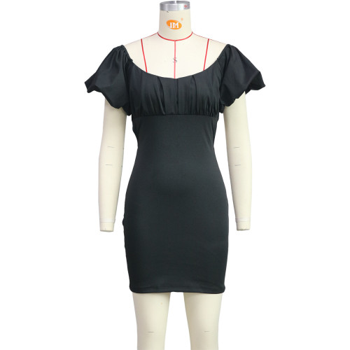 Waist tightening and slimming design with a deep V-neck and buttocks wrap dress
