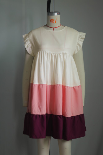 Contrast stitching large hem loose fitting dress