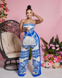 Women's two-piece printed bra pants set