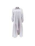 Women's fashion loose fitting casual button up shirt skirt