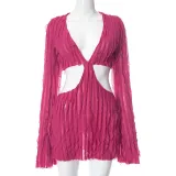 Mesh Wave Pattern Sexy Wrapped Hip Dress