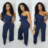 Single sleeved hollow out jumpsuit
