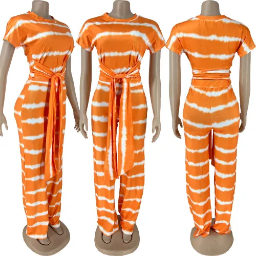 Cute casual printed women's two-piece set