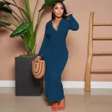 Pleated Solid Color Long Dress