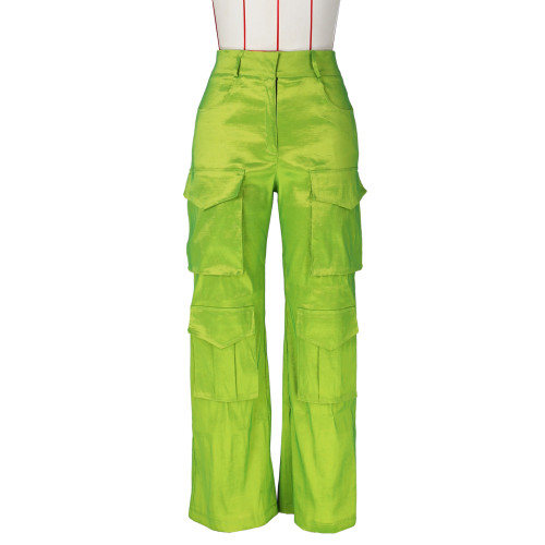 Women's solid color multi pocket work pants