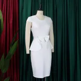 D363 Temperament Tongle Wrapped Hip Pencil Dress
