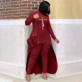 Solid color comfortable casual irregular two-piece set