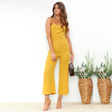 Sleeveless solid color jumpsuit