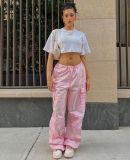 Fashion Loose Drawstring Multi Pocket Casual Pants