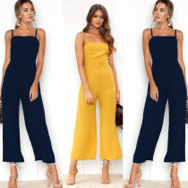 Sleeveless solid color jumpsuit