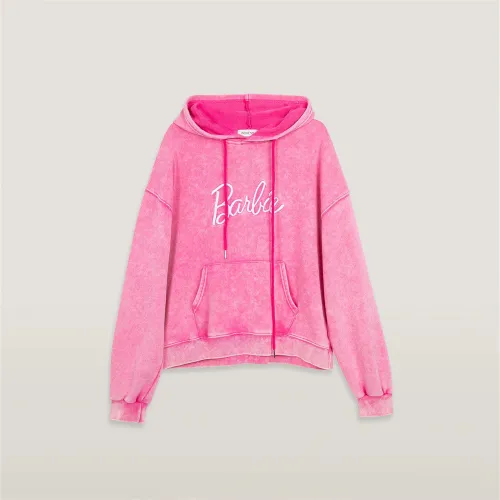 Loose worn-out washed letter embroidered hooded jacket