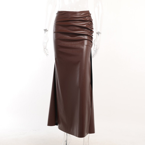 Split buttocks skirt half length skirt