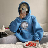 Slim fitting embroidered printed hooded long sleeved sweater