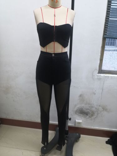 Bra Mesh Open Waist Two Piece Pants