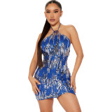 Fashion Lace Up Open Back Sexy Women's Party Sequin Dress