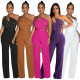 Fashion Solid Color Jumpsuit Slim Fit One Shoulder Wide Leg Pants