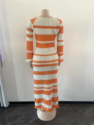 Women's wool knitted trumpet dress