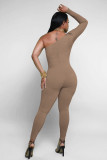 Diagonal Shoulder Slim Fit Comfortable and Breathable Jumpsuit