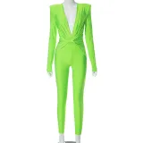 Hollow out long sleeved hip lifting spicy girl jumpsuit