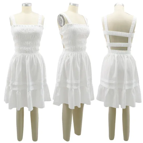 Open back sexy waist cut out A-line short dress