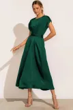 Lace up waist ruffle skirt mid length skirt