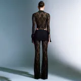 Lace long sleeved jumpsuit straight pants set