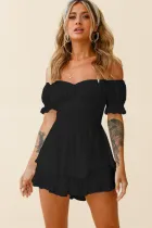 Pleated Lantern Sleeves Off Shoulder Jumpsuit