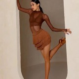 Latin dance tassel skirt
