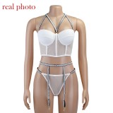 Two Piece Set of Sexy Neck Bra with Steel Ring Gathering