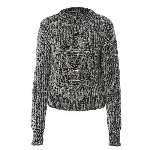Chain hollowed out technology sleeveless sweater knit