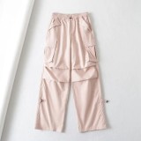 Relaxed wide leg pants with vintage drawstring pleated casual pants