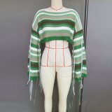 Women's Rainbow Tassel Holiday Style Loose Sweater