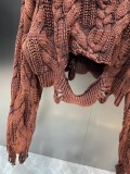 Round Neck Long Sleeve Washed Hole Loose Street Trendy Lazy Sweater
