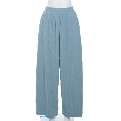 High waisted loose fitting straight leg casual pants