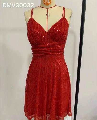 Sequin Dress Pleated Cross Strap Holiday Dress