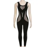 Sexy Hollow Knitted Hooked Flower Sleeveless High Waist Tight jumpsuit