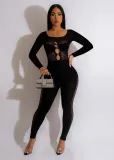 Hollow out floral sexy jumpsuit